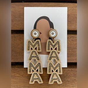 Rhinestone decor letter drop earrings